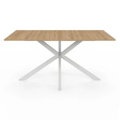 Table à manger pied central bois et blanc 8 personnes