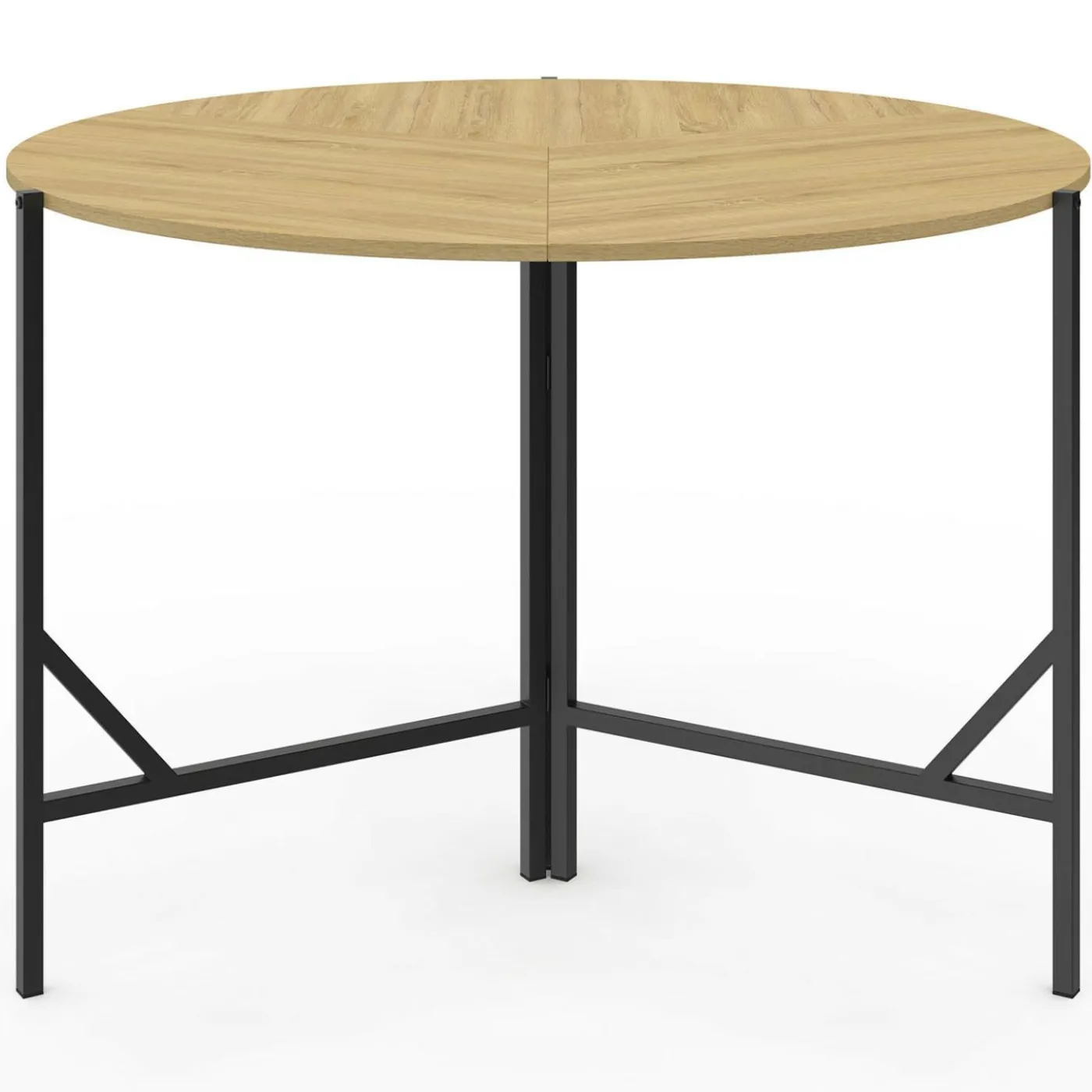 Table à manger pliante ronde 4 personnes 110 cm bois et noir style industriel