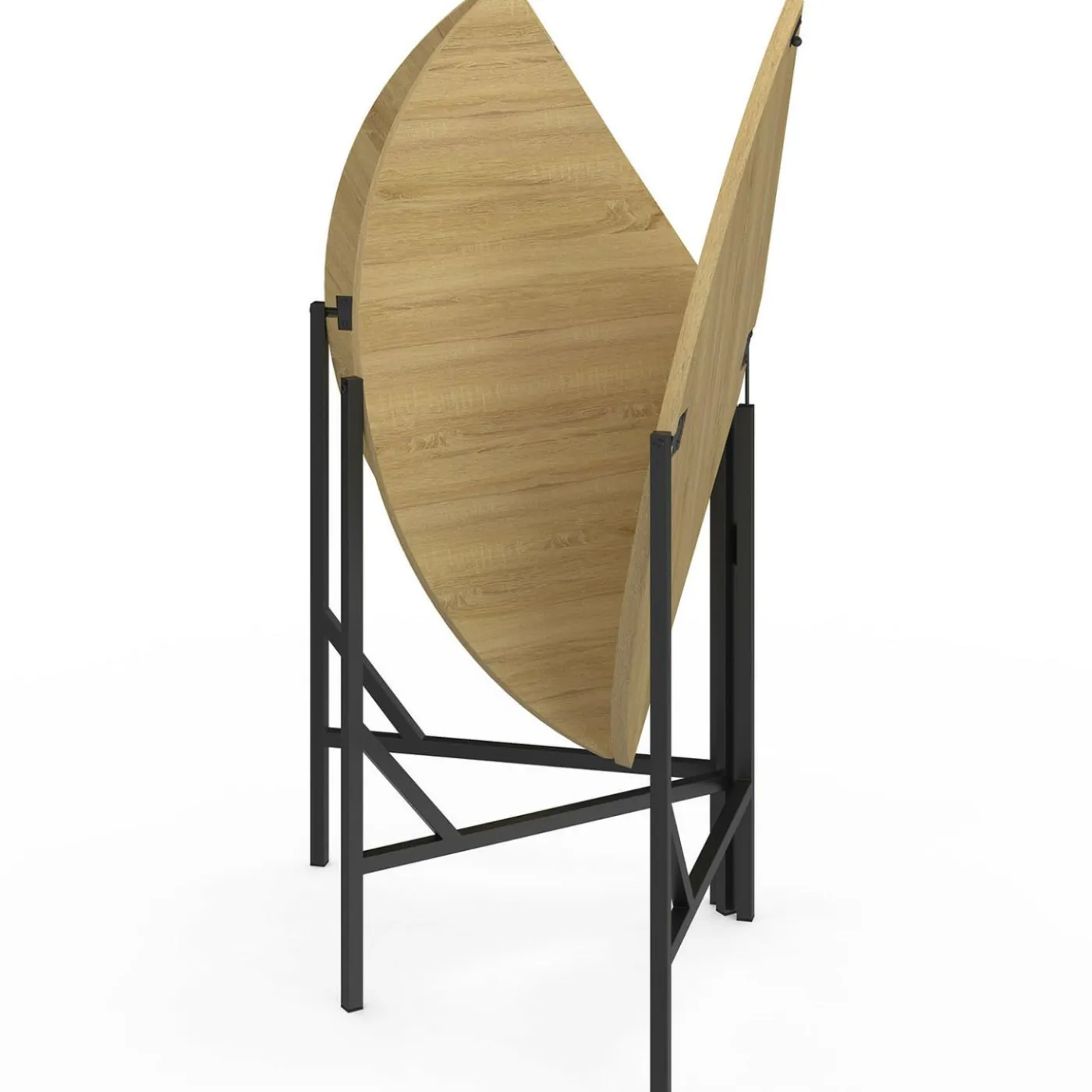 Table à manger pliante ronde 4 personnes 110 cm bois et noir style industriel