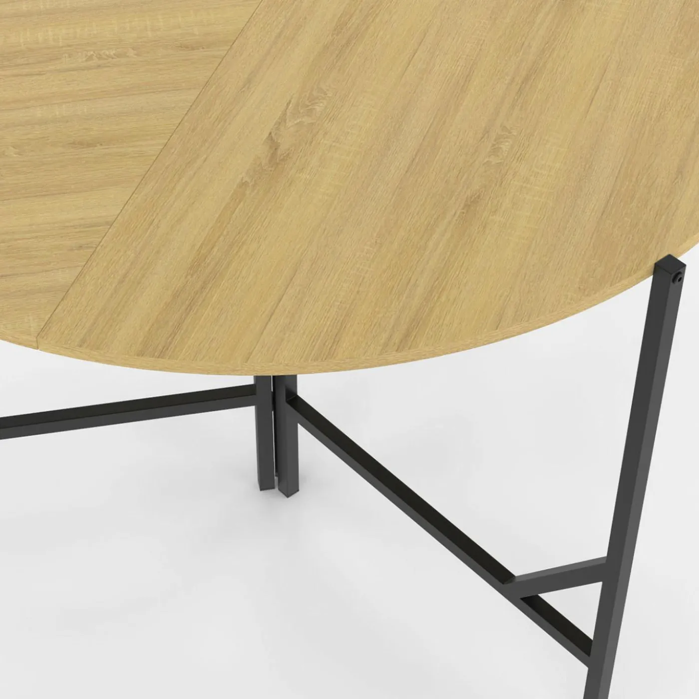 Table à manger pliante ronde 4 personnes 110 cm bois et noir style industriel