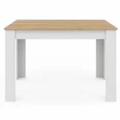 Table à manger rectangle blanche plateau façon hêtre 4 personnes