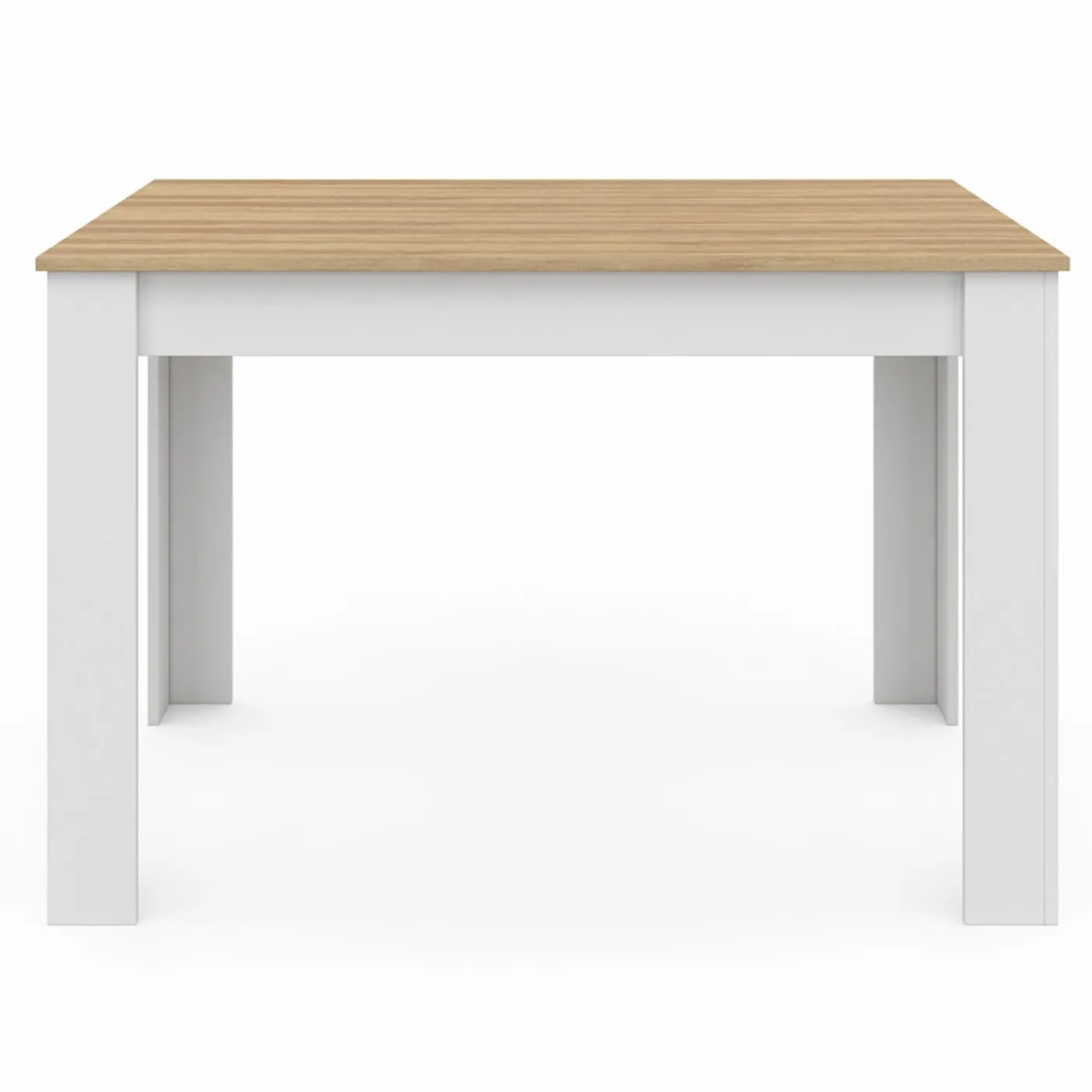 Table à manger rectangle blanche plateau façon hêtre 4 personnes