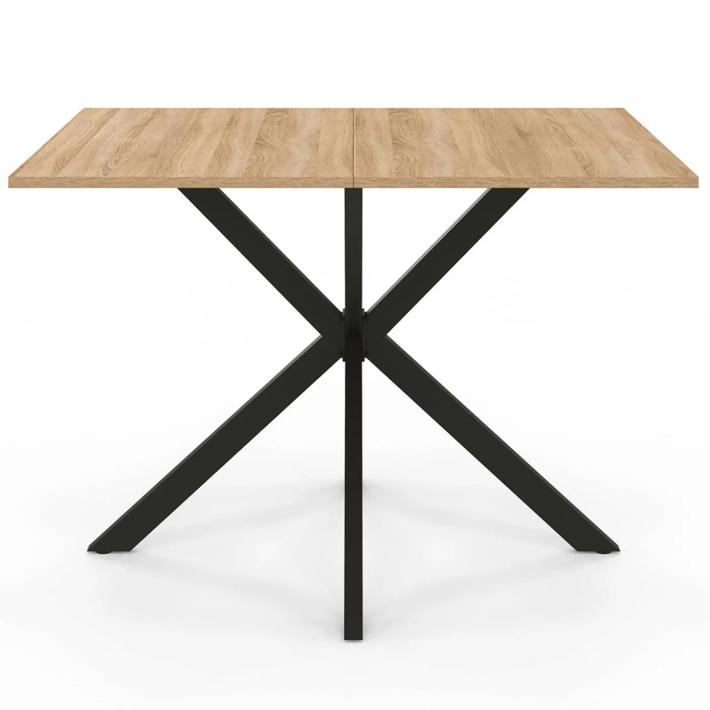 Table à manger rectangle bois et noir 6 personnes 110cm pied araignée