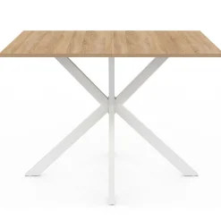 Table à manger rectangle plateau bois 110 cm pied araignée blanc 6 personnes