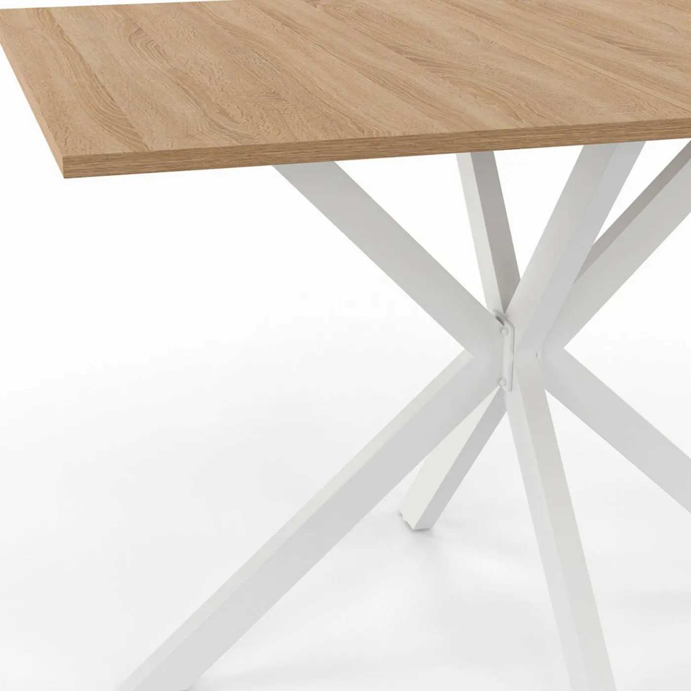 Table à manger rectangle plateau bois 110 cm pied araignée blanc 6 personnes