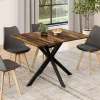 Table à manger rectangle plateau bois foncé 110 cm pied araignée noir 6 personnes