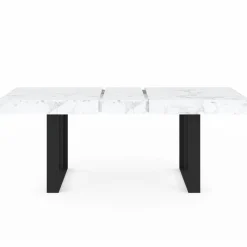 Table à manger rectangulaire extensible effet marbre et noir