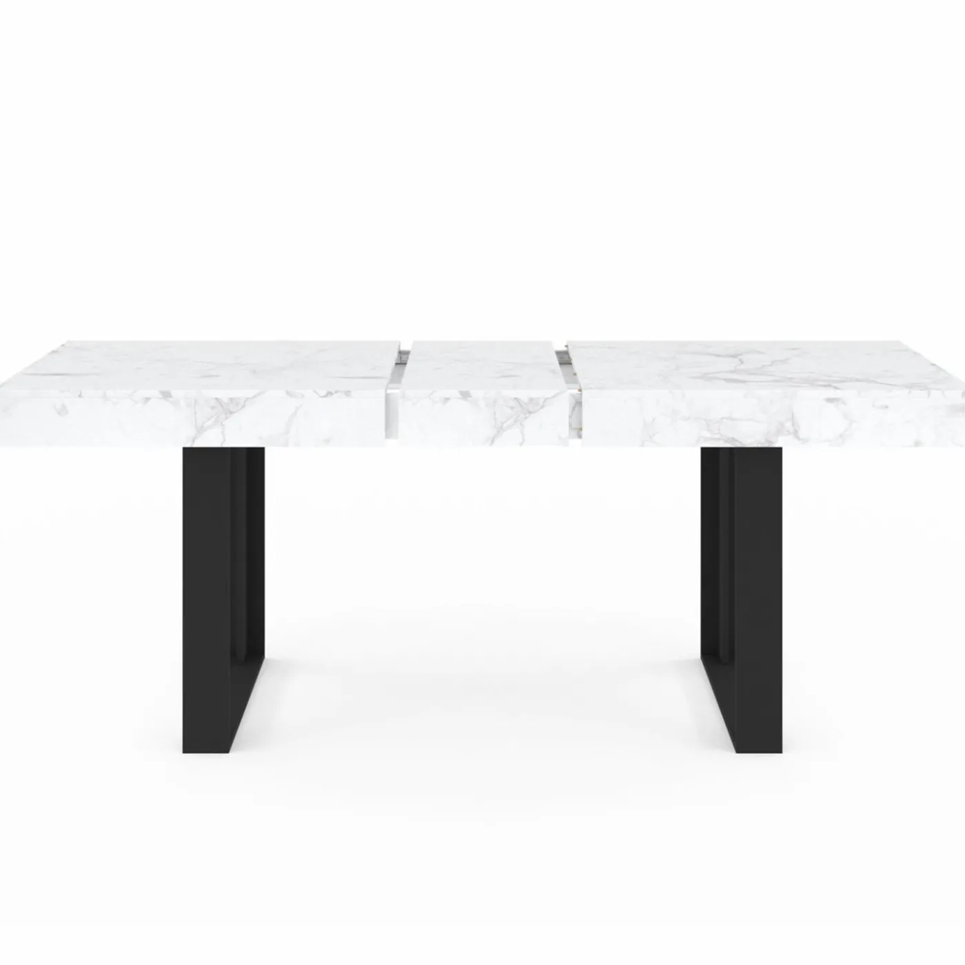 Table à manger rectangulaire extensible effet marbre et noir