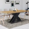 Table à manger rectangulaire extensible bois et noir 6-10 personnes
