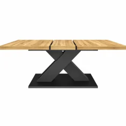 Table à manger rectangulaire extensible bois et noir 6-10 personnes