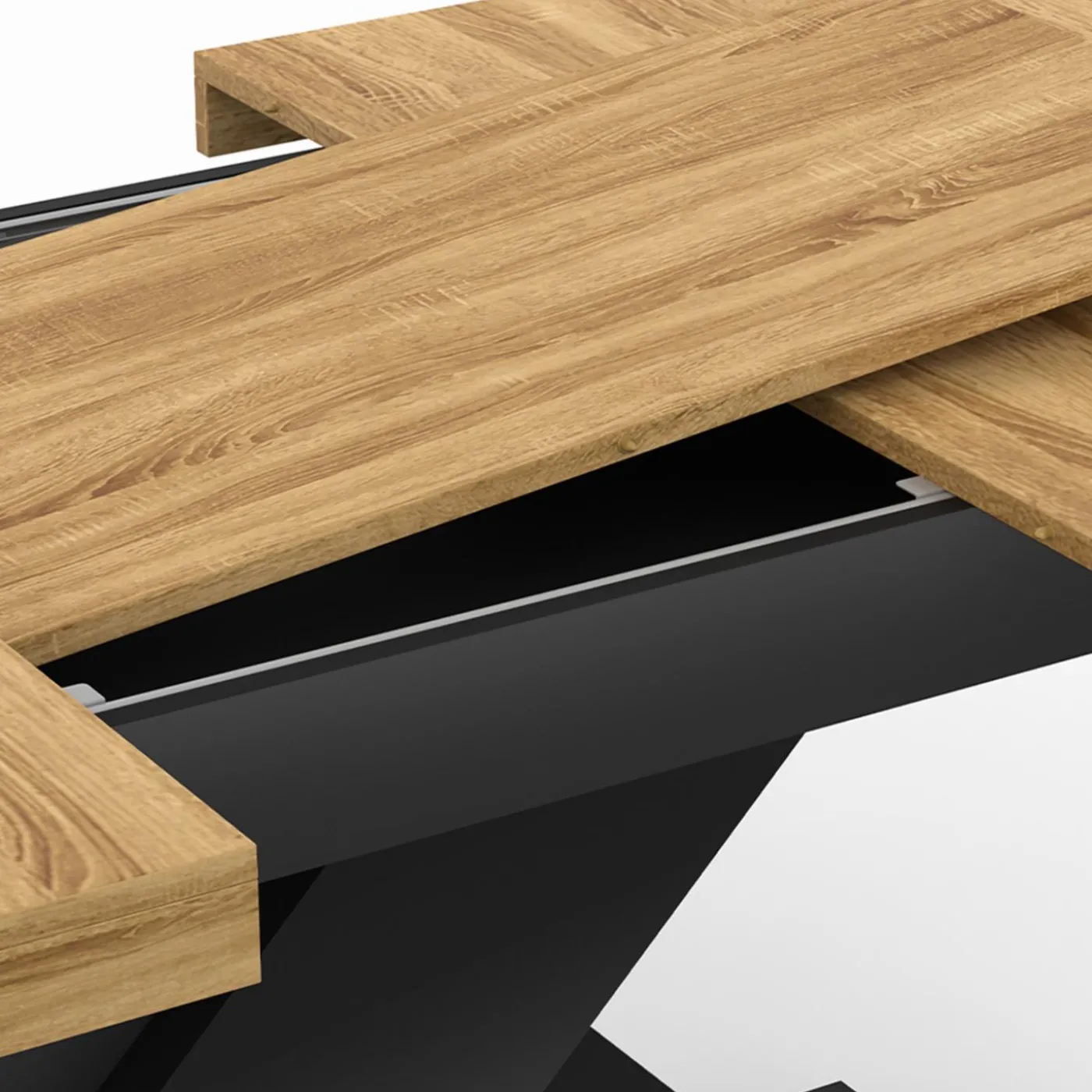 Table à manger rectangulaire extensible bois et noir 6-10 personnes