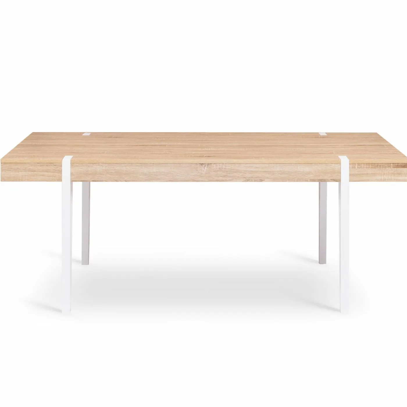 Table à manger rectangulaire 10 personnes 200 cm bois et pieds épingle blanc