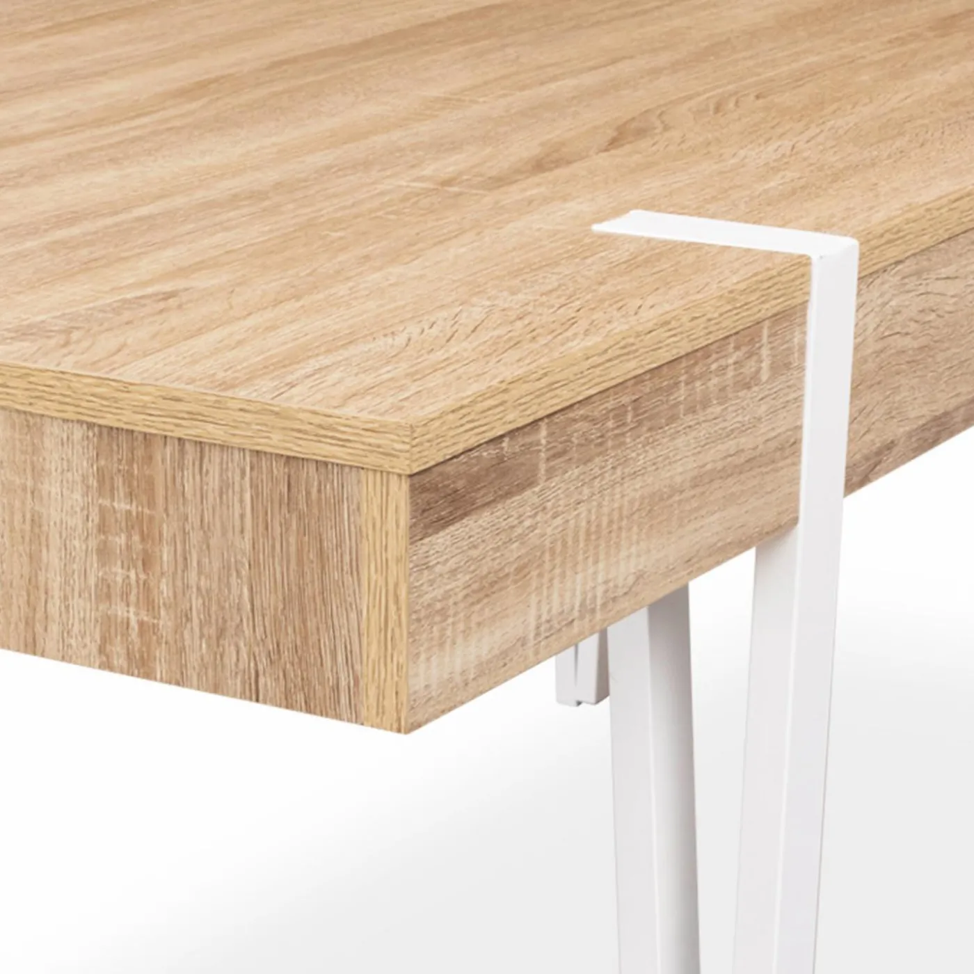 Table à manger rectangulaire 10 personnes 200 cm bois et pieds épingle blanc