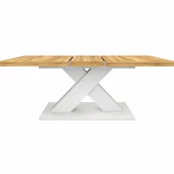 Table à manger rectangulaire extensible bois et blanc 6 à 10 personnes