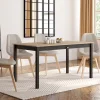 Table à manger rectangulaire bois et noir avec tiroir