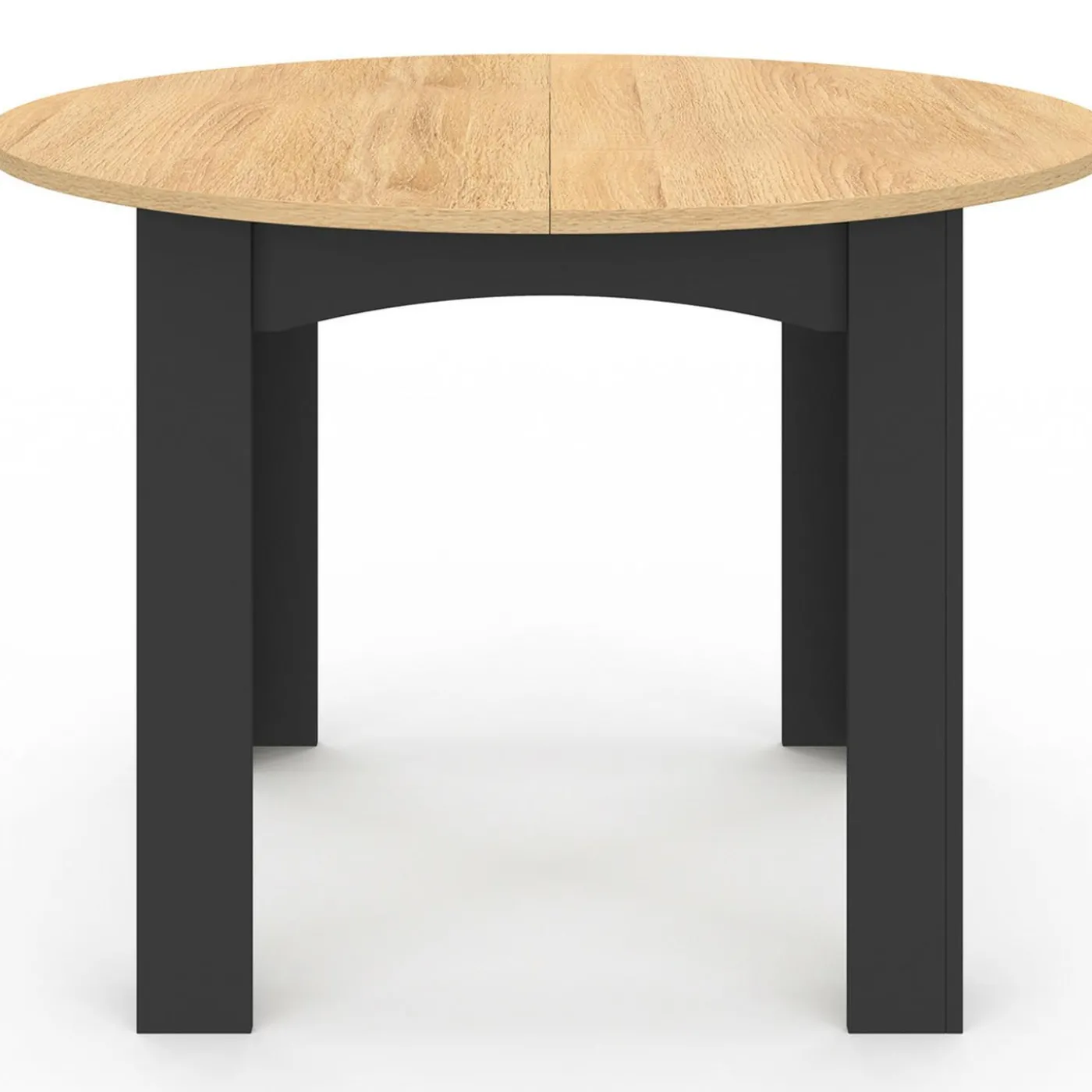 Table à manger ronde 110 cm 4-6 personnes noire plateau façon hêtre