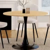 Table à manger ronde 100 cm bois et noir 4 personnes pied tulipe