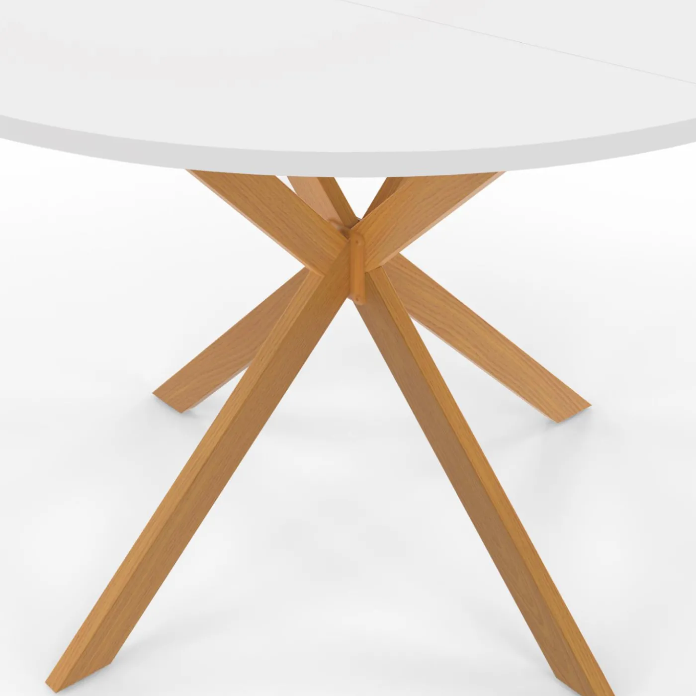 Table à manger ronde 6 personnes 110 cm bois et blanc