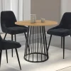Table à manger ronde 4 personnes plateau bois et pied en métal noir 80 cm
