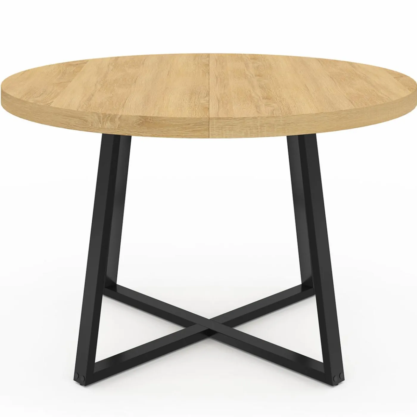 Table à manger ronde 4-6 personnes bois et noir