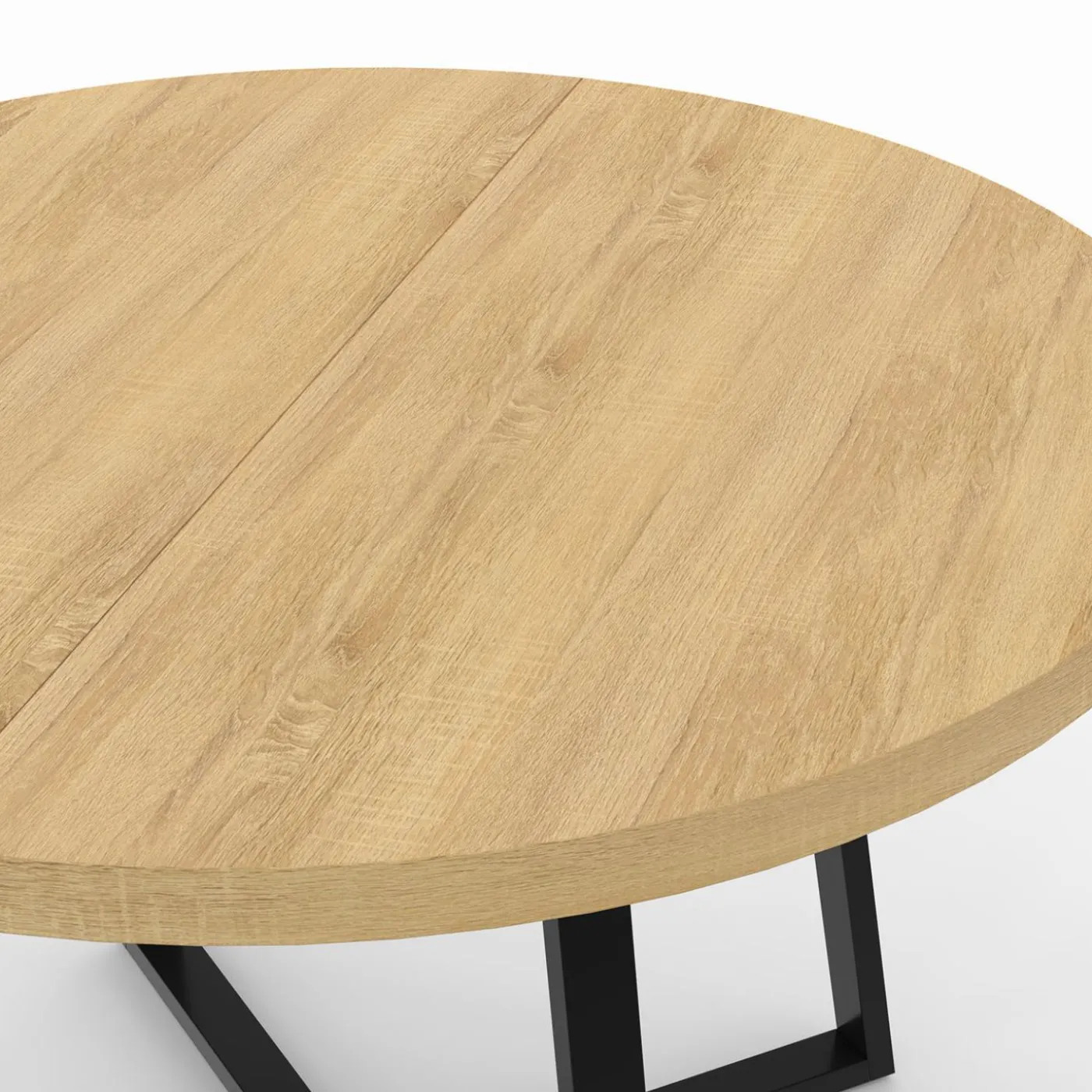 Table à manger ronde 4-6 personnes bois et noir