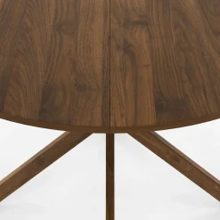 Table à manger ronde ALIX 6 personnes pied araignée noyer 110 cm