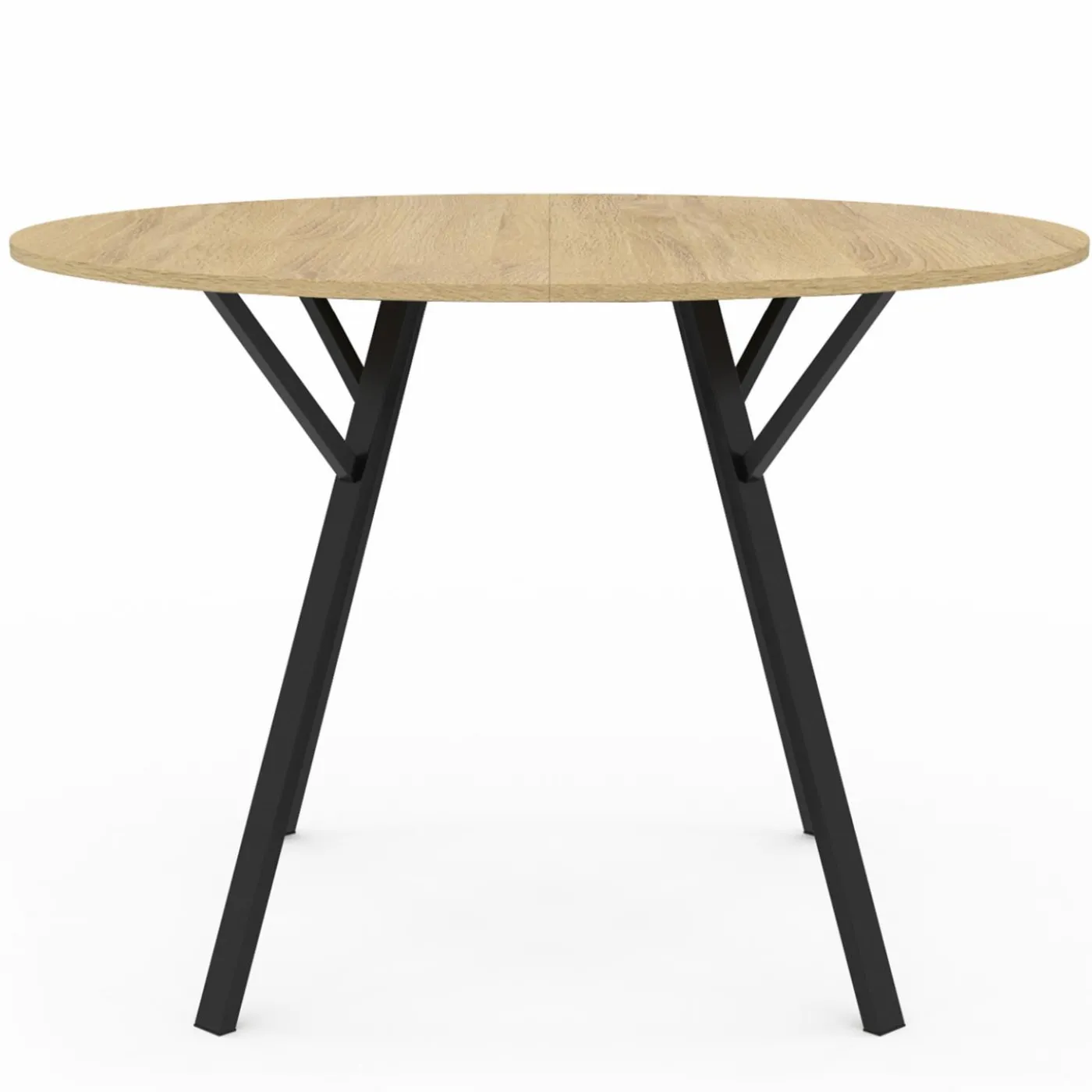 Table à manger ronde bois et noir 110 cm 4-6 personnes