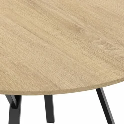 Table à manger ronde bois et noir 110 cm 4-6 personnes