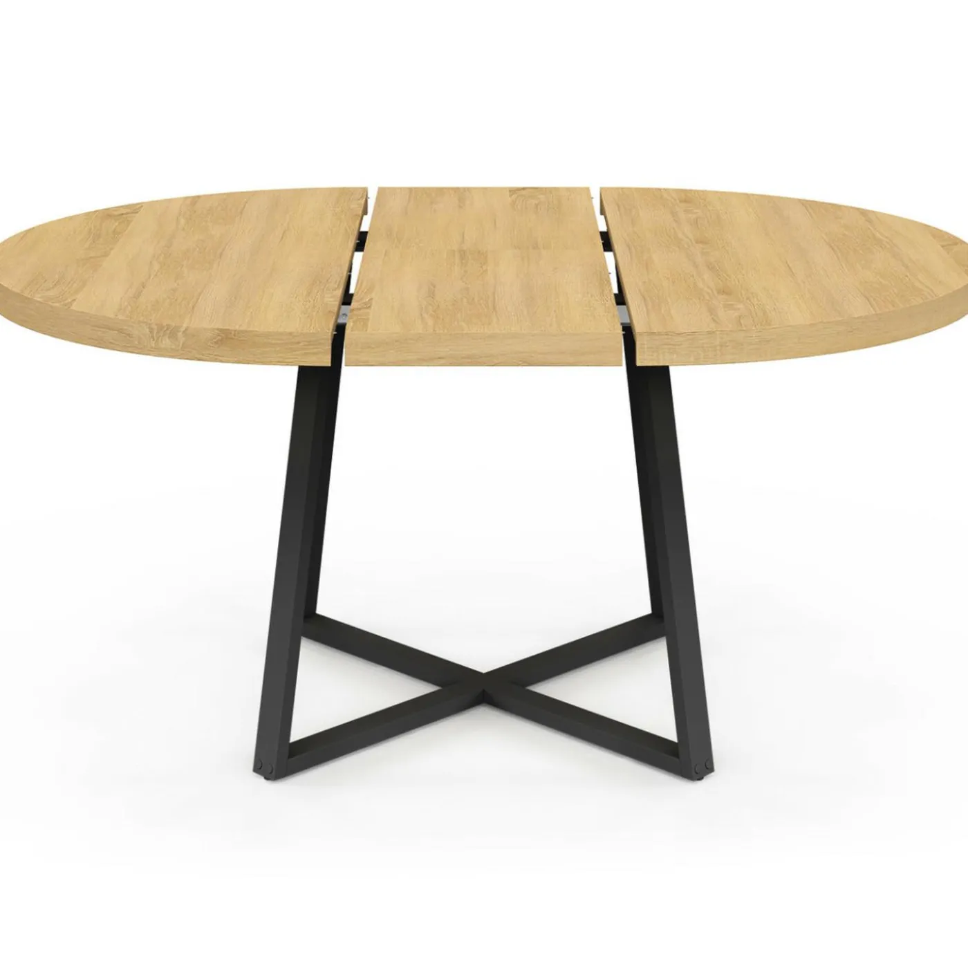 Table à manger ronde bois et noir 4-8 personnes