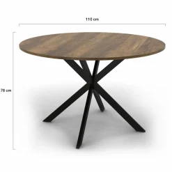 Table à manger ronde bois foncé et noir 110 cm