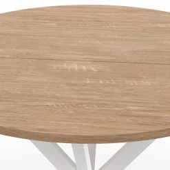 Table à manger ronde bois et blanc 80 cm 2-4 personnes