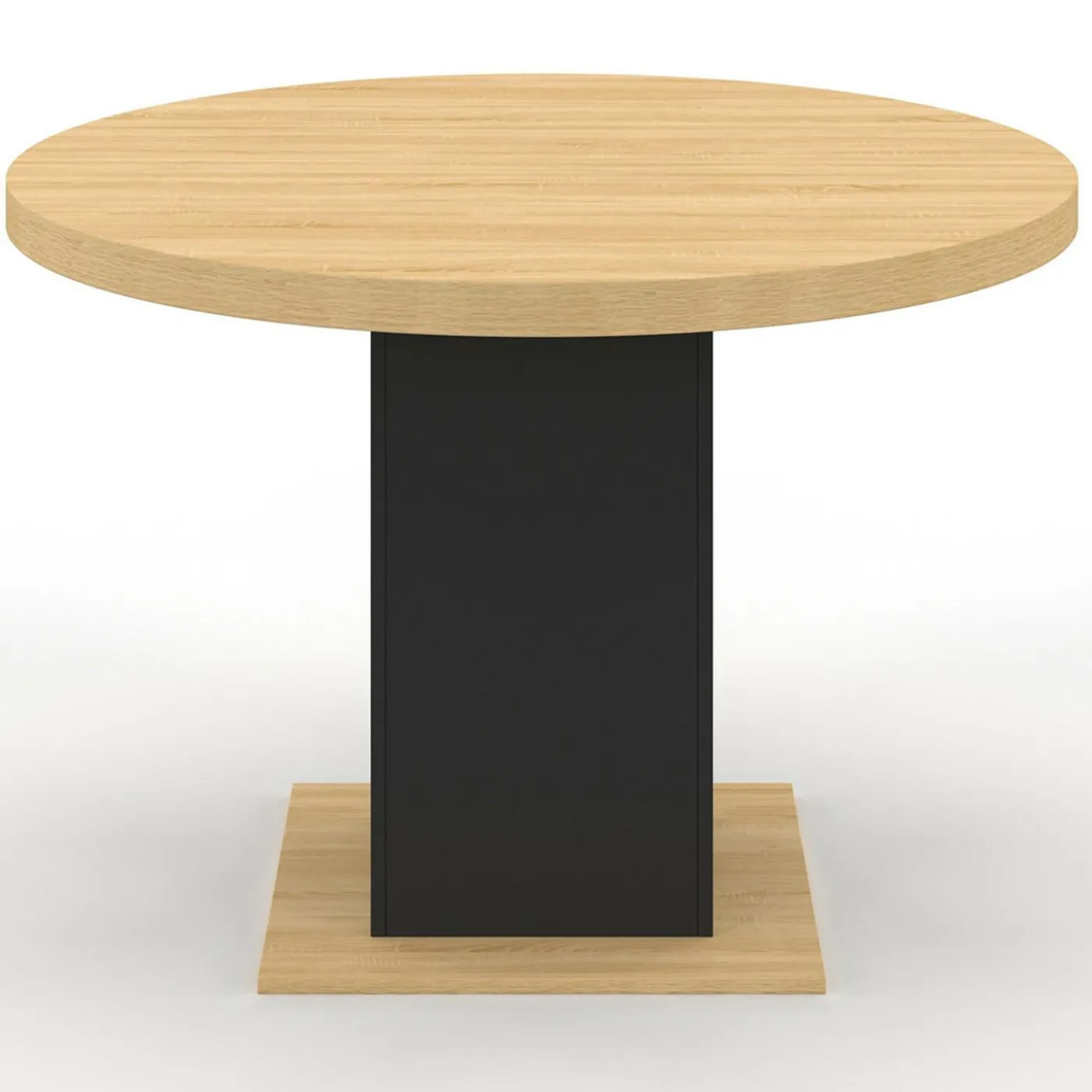 Table à manger ronde bois et noir 6 personnes