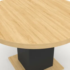 Table à manger ronde bois et noir 6 personnes