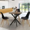 Table à manger ronde bois foncé et noir 80 cm
