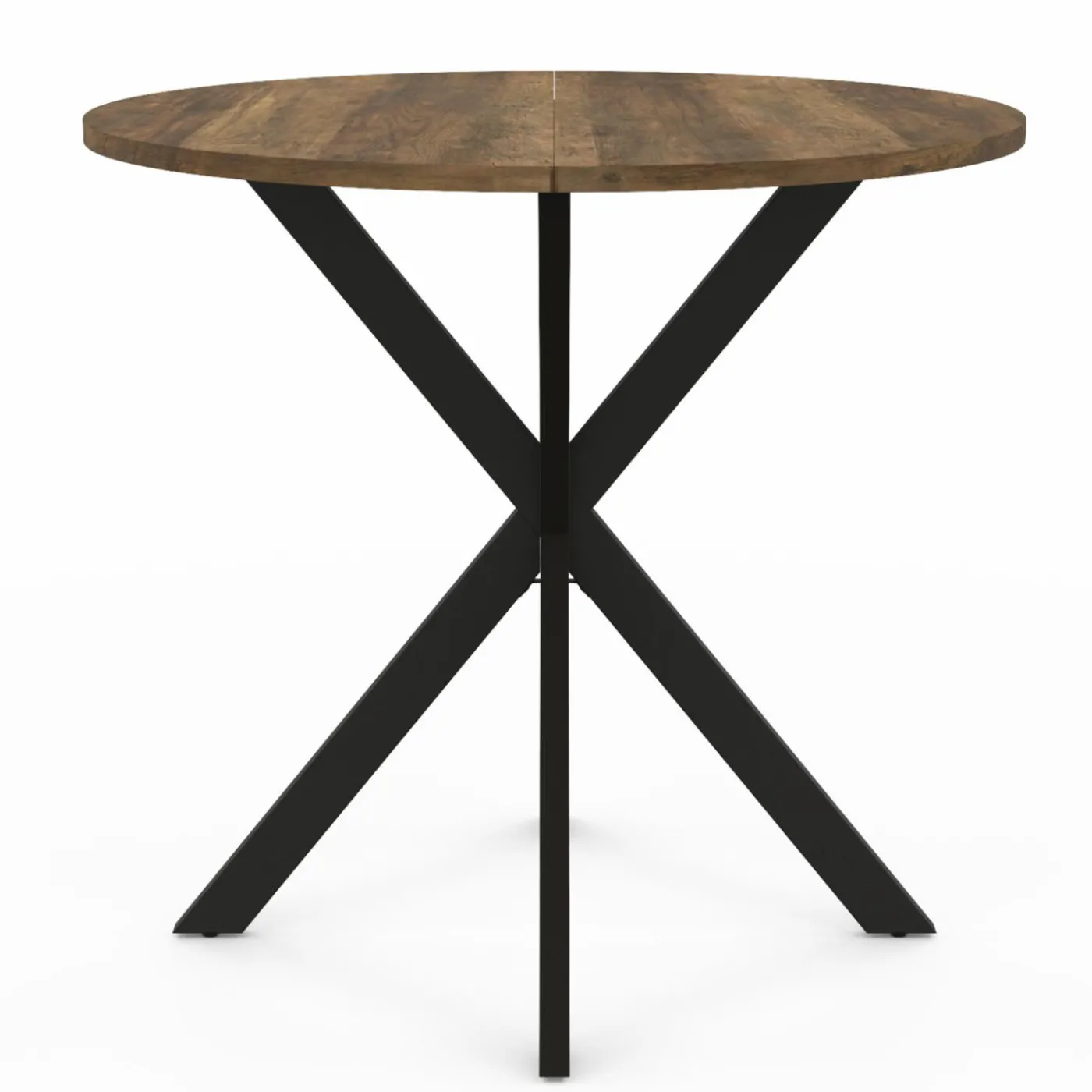 Table à manger ronde bois foncé et noir 80 cm