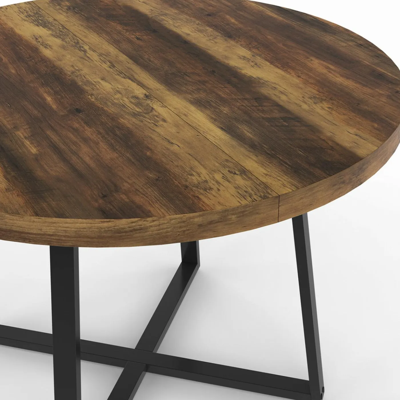 Table à manger ronde bois foncé 4 personnes