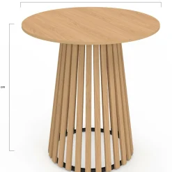 Table à manger ronde CARMEN 6 personnes pied bois en lattes et plateau bois 80 cm