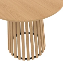 Table à manger ronde CARMEN 6 personnes pied bois en lattes et plateau bois 80 cm