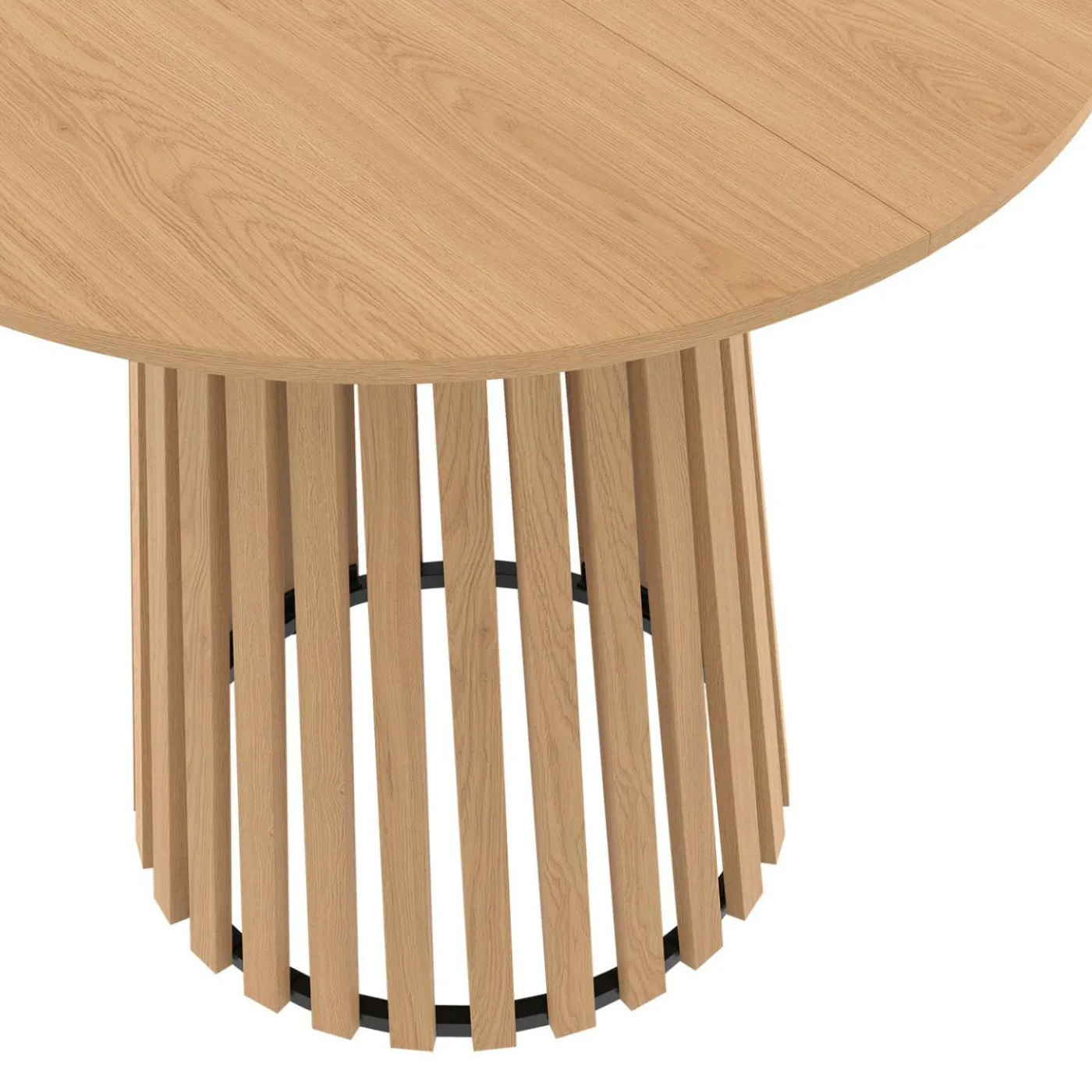 Table à manger ronde CARMEN 6 personnes pied bois en lattes et plateau bois 80 cm