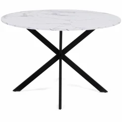 Table à manger ronde effet marbre blanc 4-6 personnes