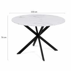 Table à manger ronde effet marbre blanc 4-6 personnes