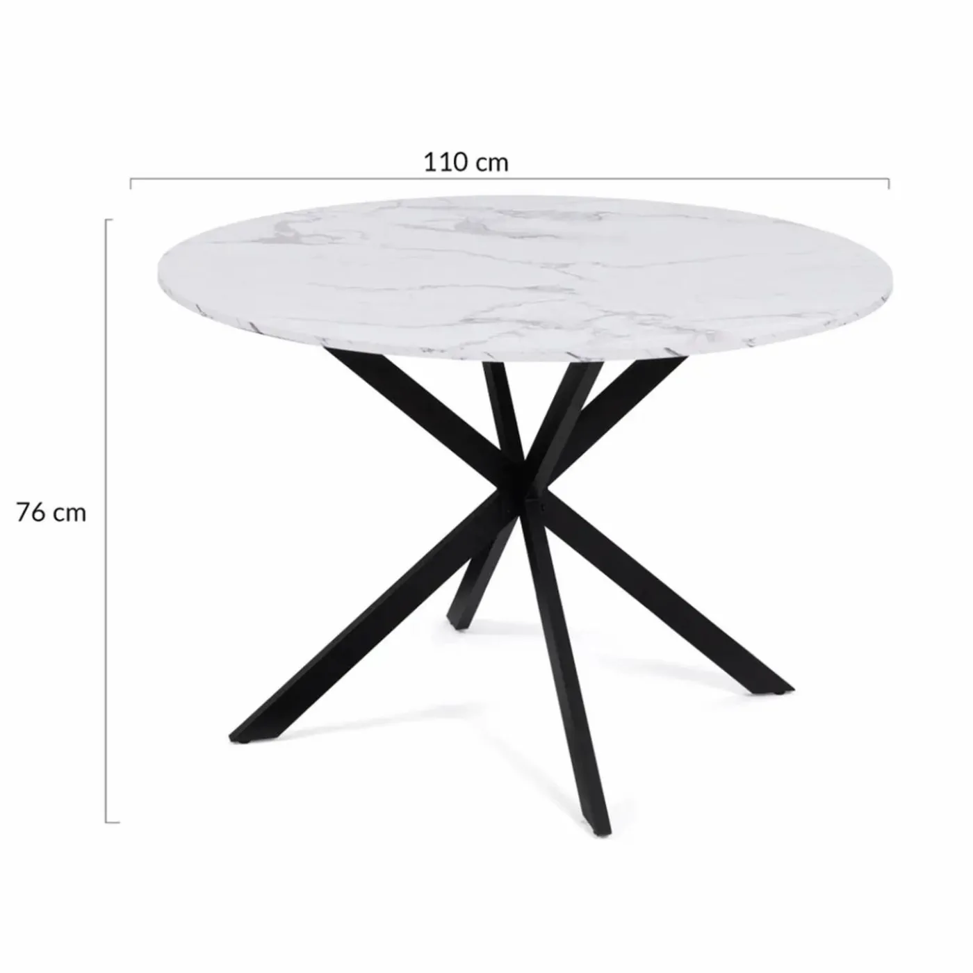 Table à manger ronde effet marbre blanc 4-6 personnes