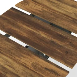 Table à manger ronde extensible bois foncé et noir 110-150 cm 4-8 personnes pied araignée
