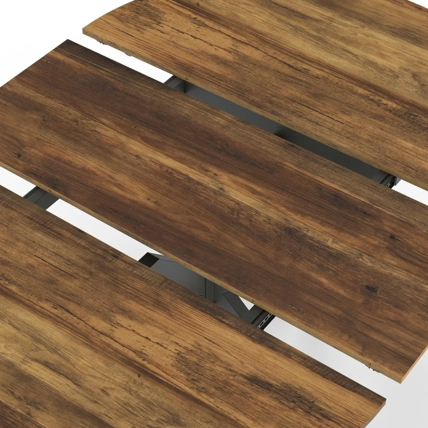 Table à manger ronde extensible bois foncé et noir 110-150 cm 4-8 personnes pied araignée