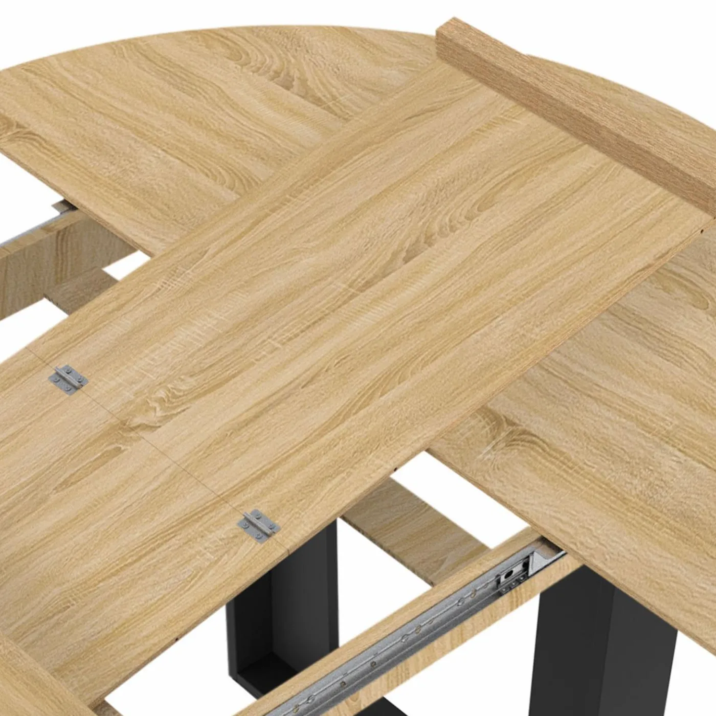 Table à manger ronde extensible bois et noir 4-6 personnes