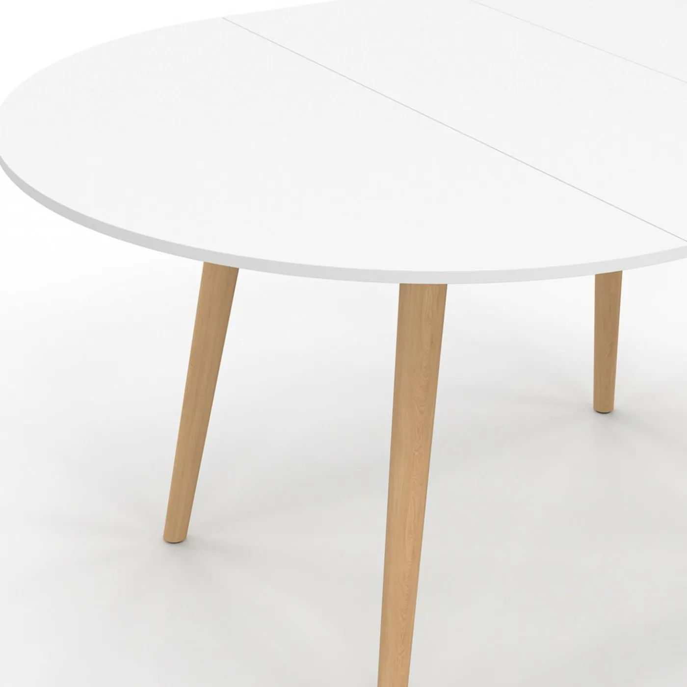 Table à manger ronde extensible 4-8 personnes blanc pied bois 110-150 cm