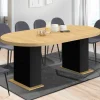 Table à manger ronde extensible 110-200 cm 4-10 personnes bois et noir style moderne