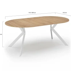 Table à manger ronde extensible 110-200 cm 4-10 personnes bois et blanc pied araignée