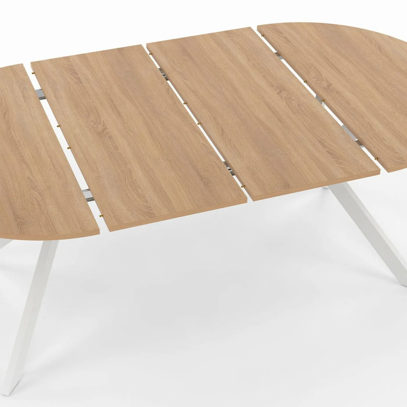 Table à manger ronde extensible 110-200 cm 4-10 personnes bois et blanc pied araignée