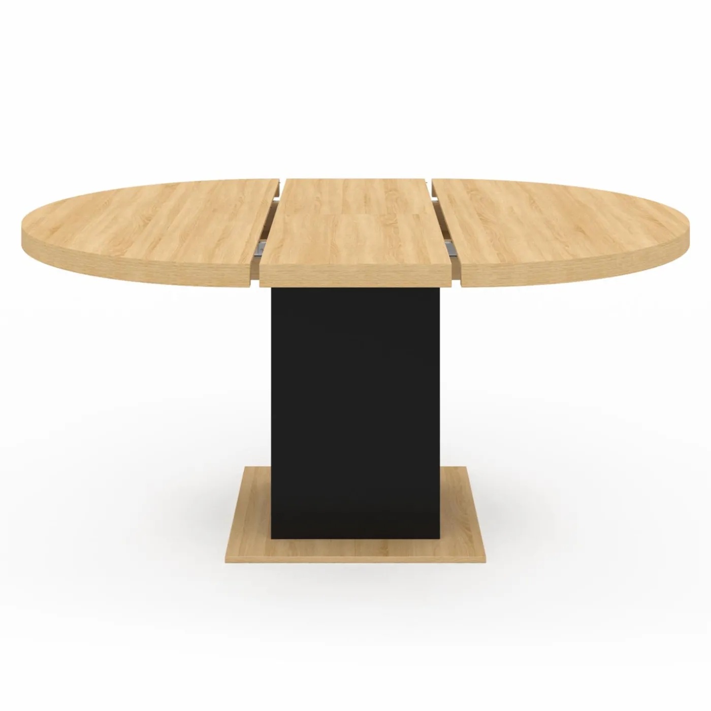 Table à manger ronde extensible 4-8 personnes noir et bois